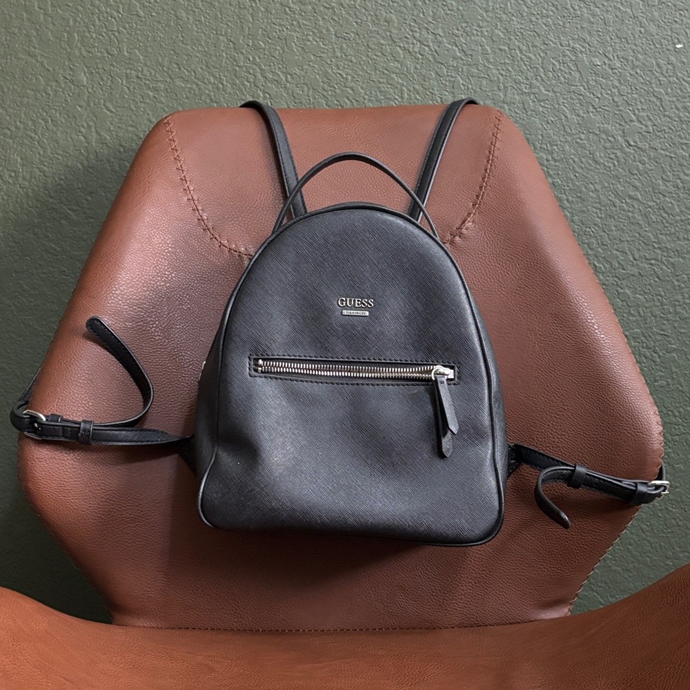 Guess Black Leather Mini Backpack